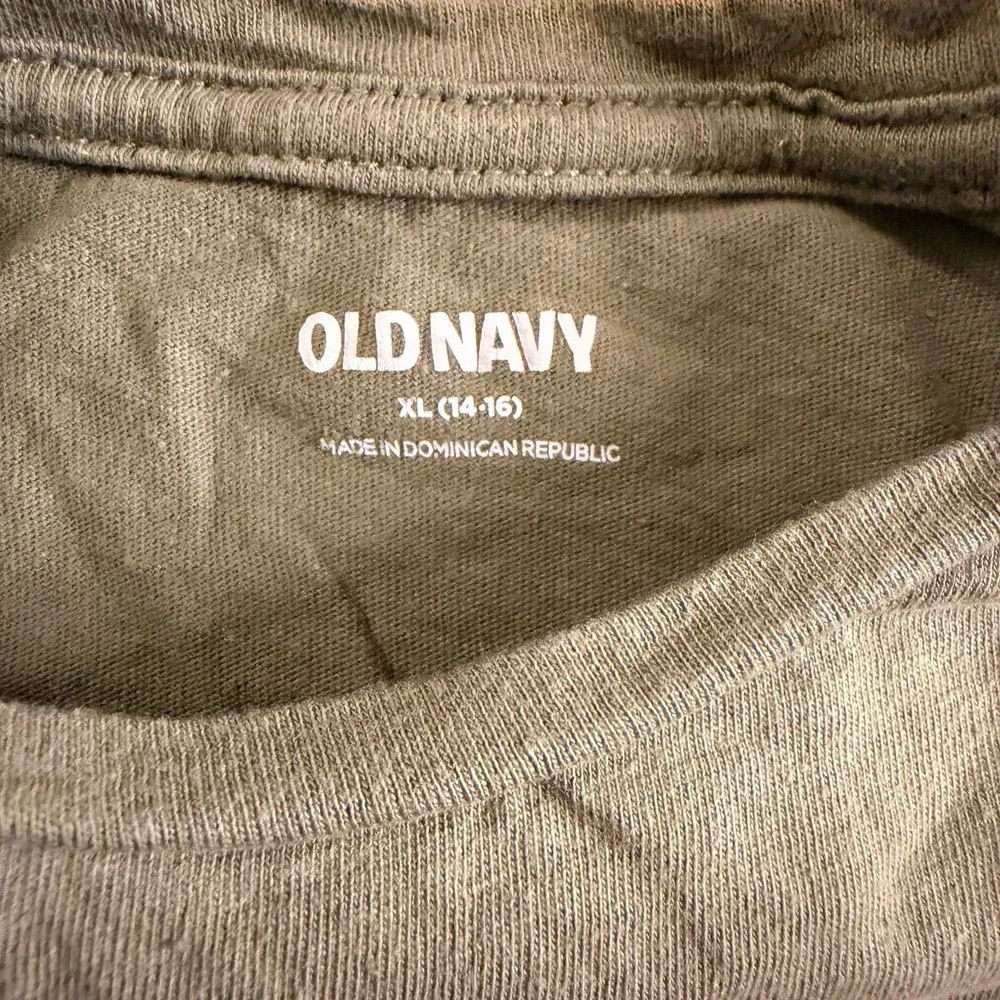 Old Navy Live Happy Sunrise to Sunset Floral Cotton‎ Olive Short Sleeve Tee L